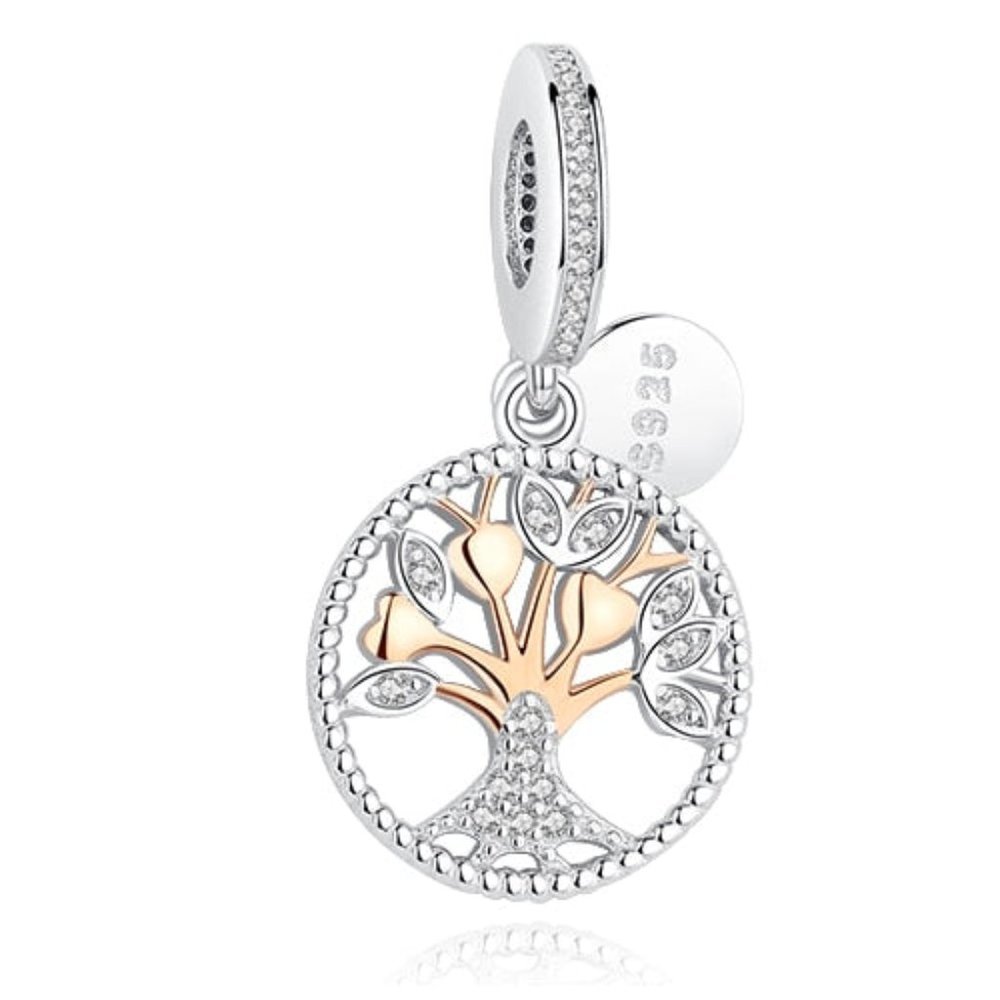 925 Sterling Silver European Rose Gold Charm Bracelet - Py1411